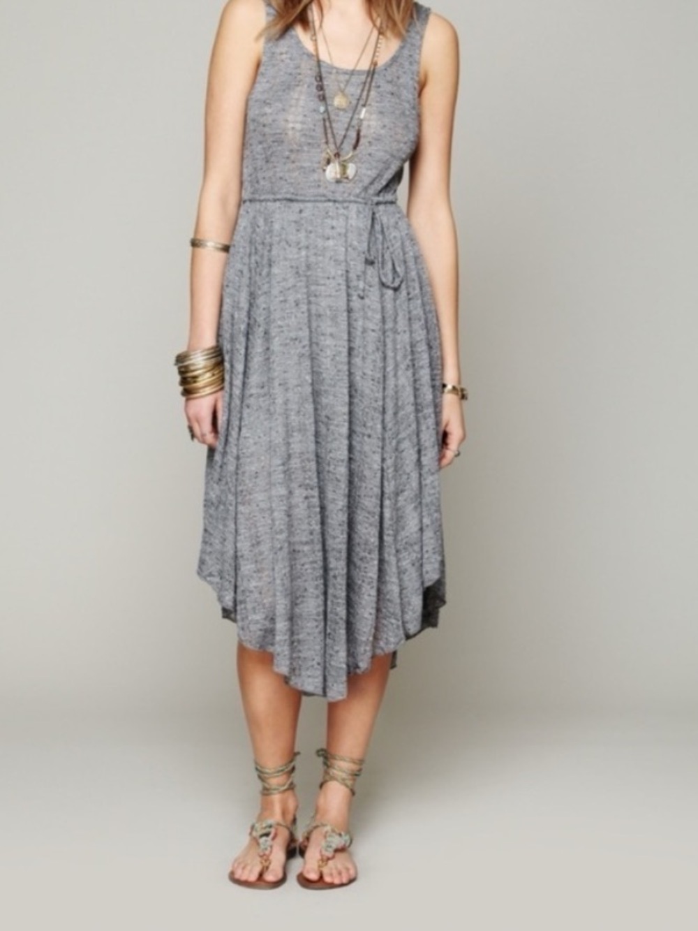 Free People Beach Gray Knit Midi Dress XS